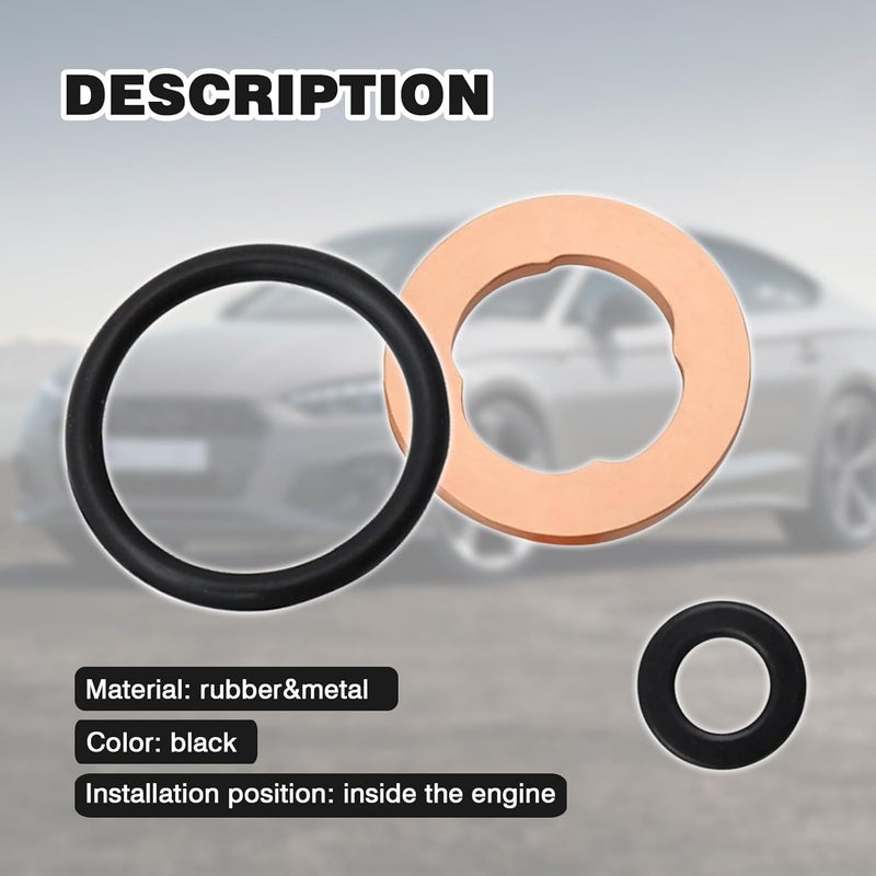 wfsulee 6 Set Fuel Injectors Seals Repair Kit/Injector Seal Rings O Ring Kit fits for Audi A4 A5 A6 A7 A8 Q5 Q7 VW Amarok Touareg 3.0 TDI Compatible with 05A130519 WHT000884 - Image 4